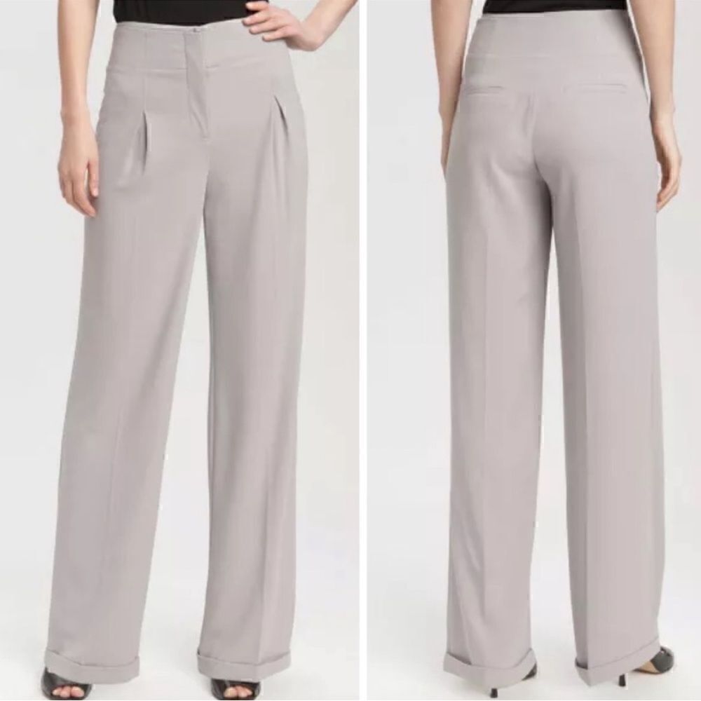 Ted Baker Fevic High Waisted Wide Leg Trouser Pant Light Gray
